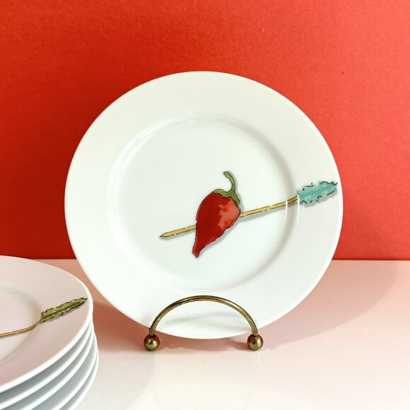 Crate and Barrel Tidbit Plates by Nancy Green ~ Assorted Food Theme ~ EUC - Picture 5 of 9